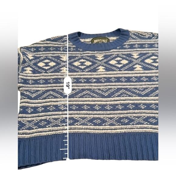 American Eagle Blue & White Fair Isle‎ Snowdrift Long Sleeve Sweater Sz S - Picture 11 of 11